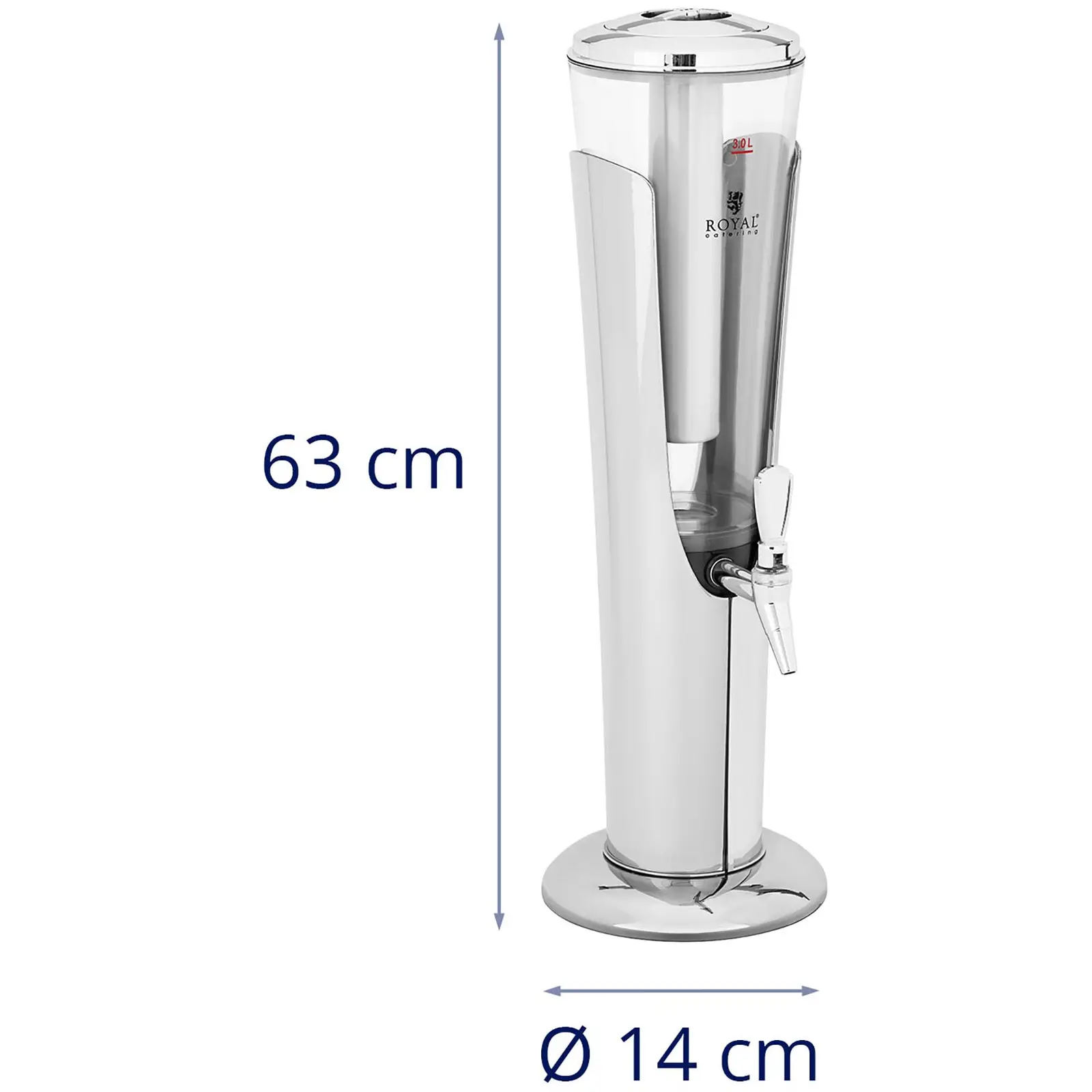 Saftspender - 3 L - Kühlsystem - Gläser bis 198 mm - mit LED-Beleuchtung - silbern - Royal Catering