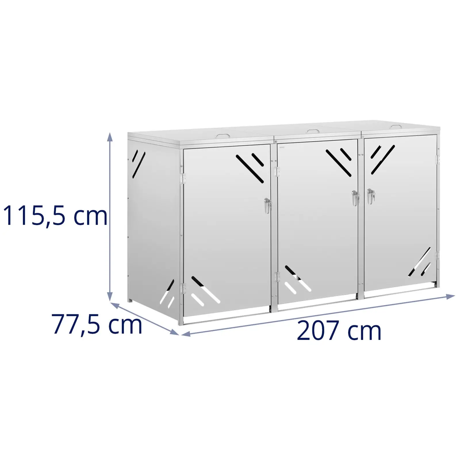 Mülltonnenbox - 3 x 240 l - diagonale Luftschlitze