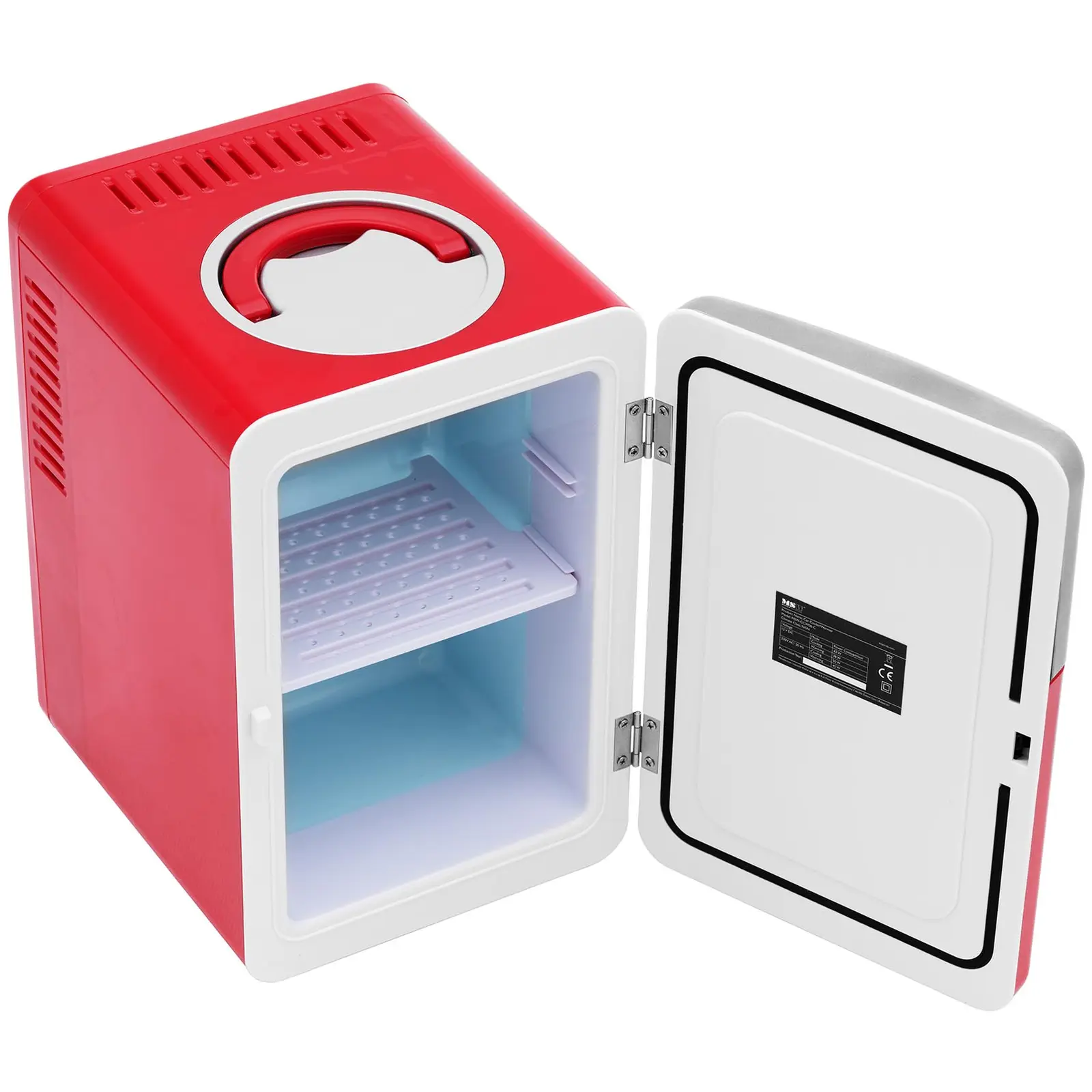 Mini-Kühlschrank 12 V / 230 V - 2-in-1-Gerät mit Warmhaltefunktion - 6 L -  Rot/silbern