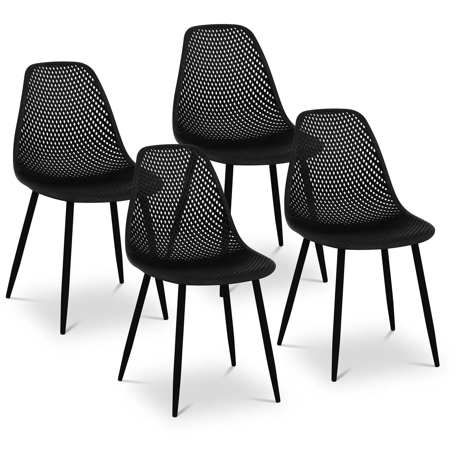 Stuhl - 4er Set - bis 150 kg - Sitzfläche 52 x 46,5 cm - schwarz