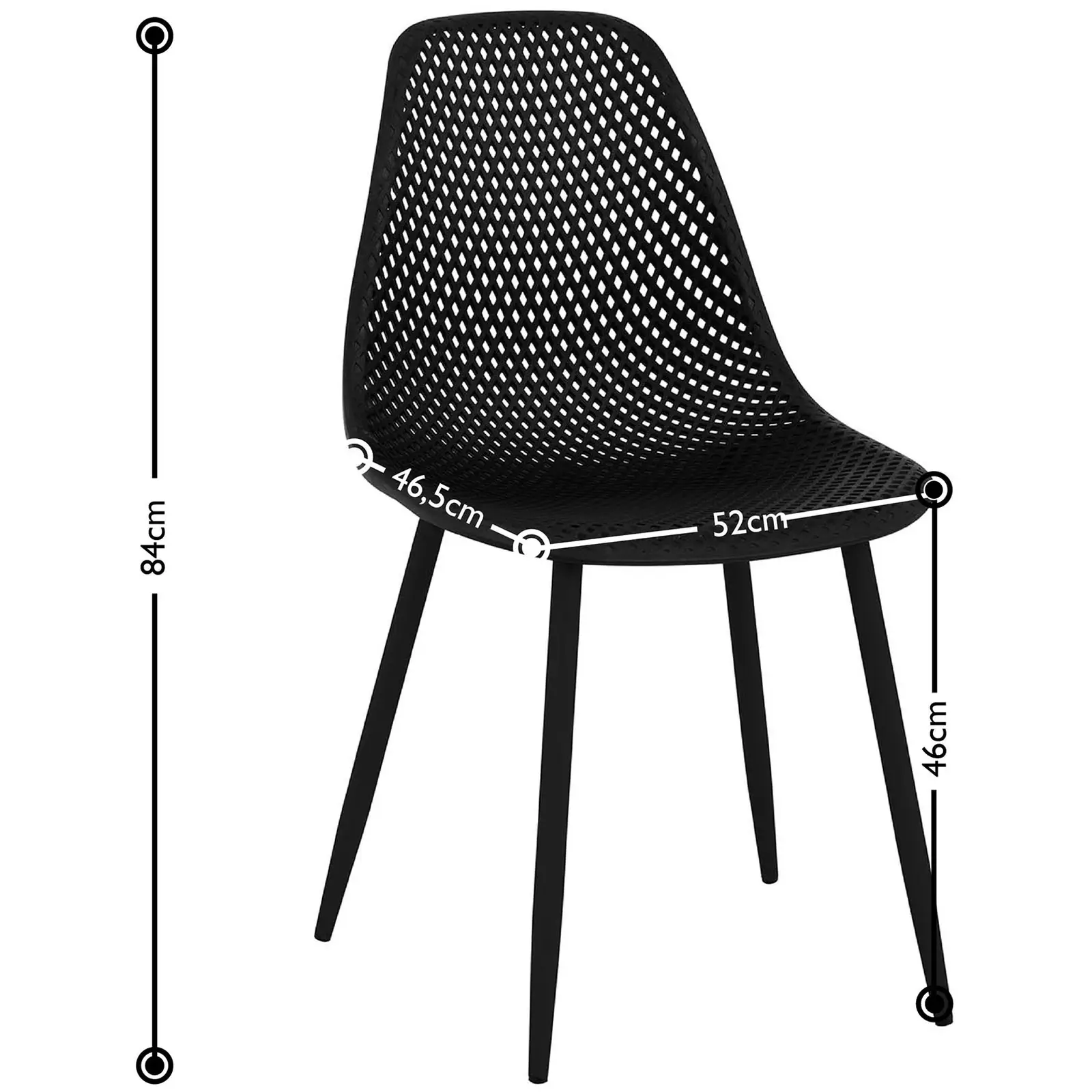 Stuhl - 4er Set - bis 150 kg - Sitzfläche 52 x 46,5 cm - schwarz