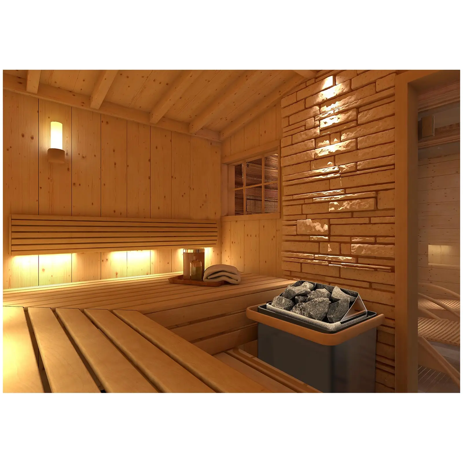 Set Saunaofen mit Saunasteuerung - 9 kW - 30 bis 110 °C - LED-Display